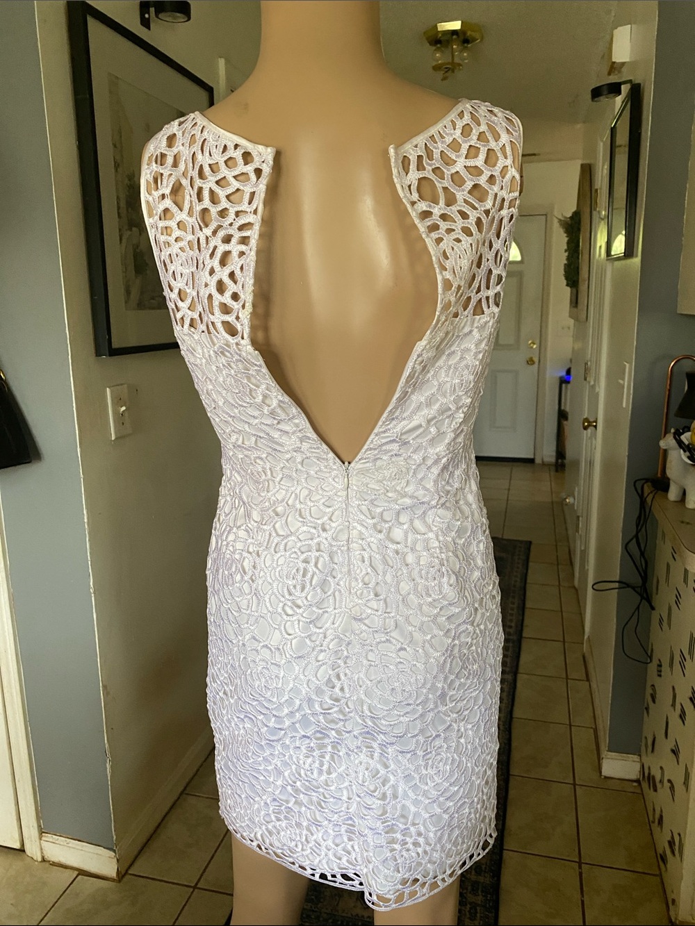 Adrianna Papell White Crochet Midi Sheath Dress - Picture 5 of 7
